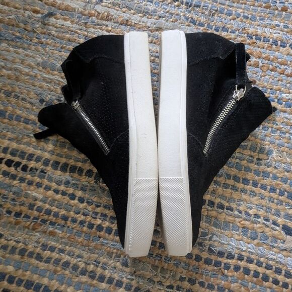 Steve Madden Caliber Black Zip-Up Wedge Sneakers Women’s 9M Perforated Suede Pla - Picture 8 of 9
